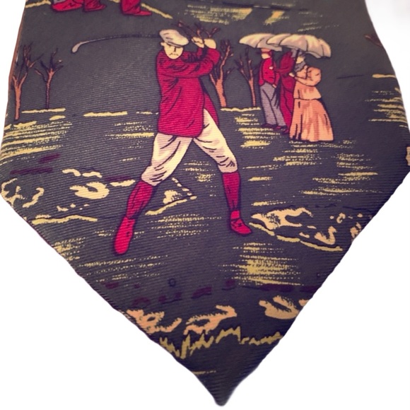 Vintage golf silk tie country club theme imported from Italy EUC - Picture 2 of 6